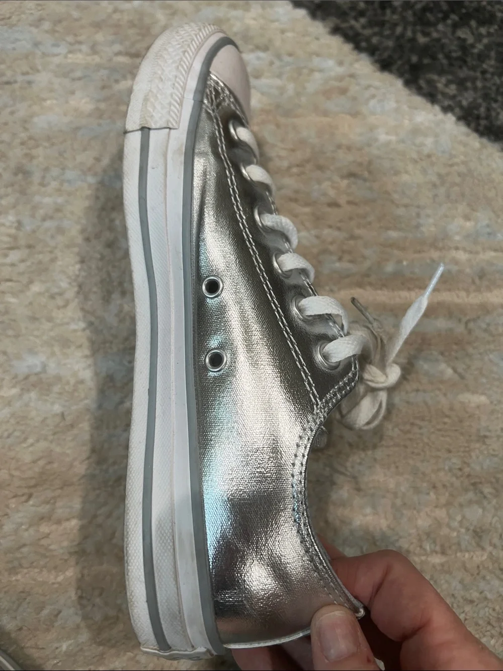 Converse Metallic Silver Low Top Sneakers